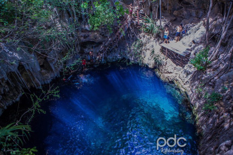 Light beams in a cenote in the Riviera Maya
