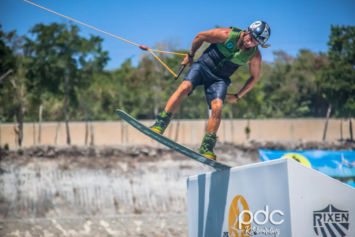 Wakeboard rider on the cable at Mayan Water Complex